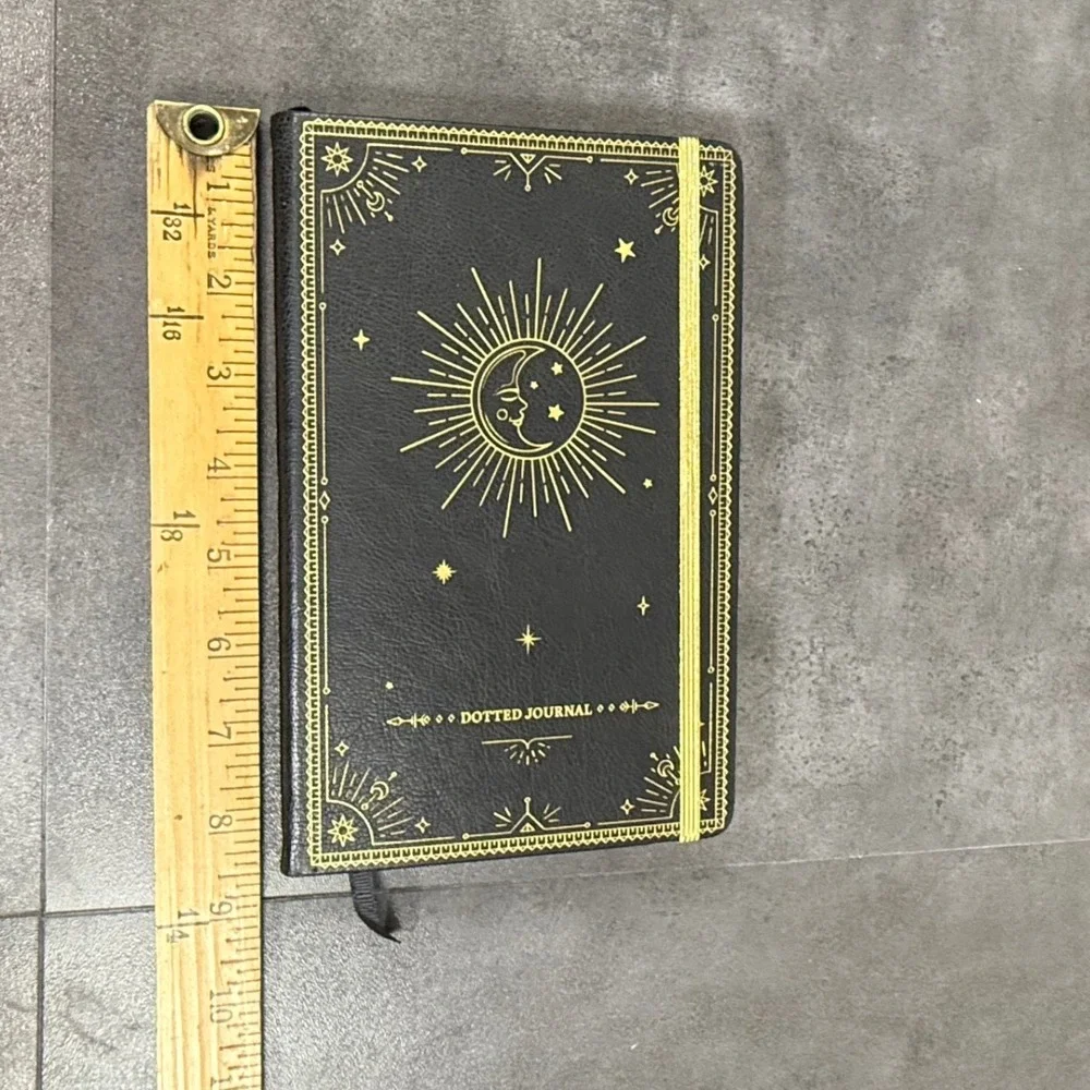Artfan Dotted Journal Black Gold Celestial Sun Moon Star Hardcover Z10189